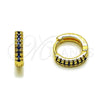 Oro Laminado Huggie Hoop, Gold Filled Style with Sapphire Blue Micro Pave, Polished, Golden Finish, 02.267.0120.2.12