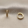 Oro Laminado Huggie Hoop, Gold Filled Style with Multicolor Micro Pave, Polished, Golden Finish, 02.267.0120.4.12