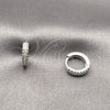 Rhodium Gold Filled Huggie Hoop, with White Micro Pave, Polished, Rhodium Finish, 02.267.0120.5.12