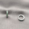 Rhodium Gold Filled Huggie Hoop, with Green Micro Pave, Polished, Rhodium Finish, 02.267.0120.6.12
