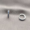 Rhodium Gold Filled Huggie Hoop, with Sapphire Blue Micro Pave, Polished, Rhodium Finish, 02.267.0120.7.12