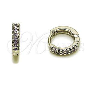 Rhodium Gold Filled Huggie Hoop, with Amethyst Micro Pave, Polished, Rhodium Finish, 02.267.0120.8.12