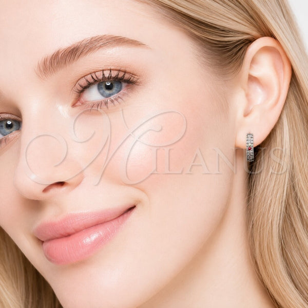 Rhodium Gold Filled Huggie Hoop, with Multicolor Micro Pave, Polished, Rhodium Finish, 02.267.0120.9.12