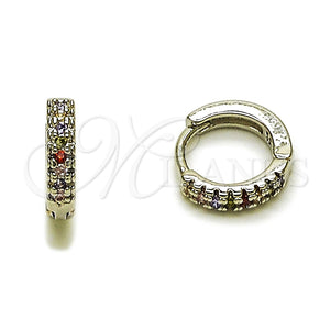 Rhodium Gold Filled Huggie Hoop, with Multicolor Micro Pave, Polished, Rhodium Finish, 02.267.0120.9.12