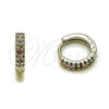 Rhodium Gold Filled Huggie Hoop, with Multicolor Micro Pave, Polished, Rhodium Finish, 02.267.0120.9.12