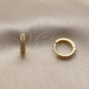 Oro Laminado Huggie Hoop, Gold Filled Style with Amethyst Micro Pave, Polished, Golden Finish, 02.267.0120.3.14