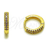Oro Laminado Huggie Hoop, Gold Filled Style with Amethyst Micro Pave, Polished, Golden Finish, 02.267.0120.3.14