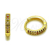 Oro Laminado Huggie Hoop, Gold Filled Style with Multicolor Micro Pave, Polished, Golden Finish, 02.267.0120.4.14