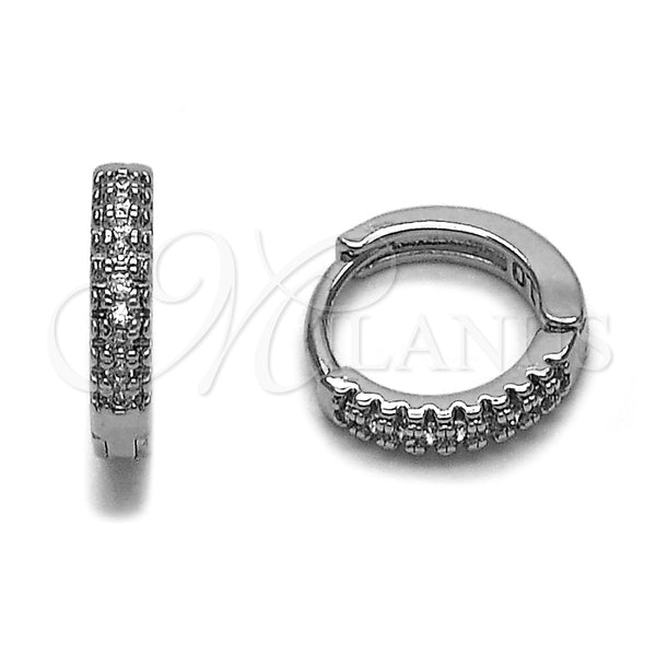 Rhodium Gold Filled Huggie Hoop, with White Micro Pave, Polished, Rhodium Finish, 02.267.0120.5.14