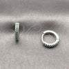 Rhodium Gold Filled Huggie Hoop, with Green Micro Pave, Polished, Rhodium Finish, 02.267.0120.6.14