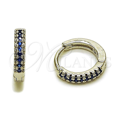 Rhodium Gold Filled Huggie Hoop, with Sapphire Blue Micro Pave, Polished, Rhodium Finish, 02.267.0120.7.14 for wholesale, main product view