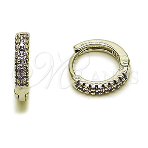 Rhodium Gold Filled Huggie Hoop, with Amethyst Micro Pave, Polished, Rhodium Finish, 02.267.0120.8.14