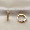 Oro Laminado Huggie Hoop, Gold Filled Style with White Micro Pave, Polished, Golden Finish, 02.267.0120.16