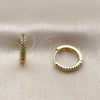 Oro Laminado Huggie Hoop, Gold Filled Style with Green Micro Pave, Polished, Golden Finish, 02.267.0120.1.16