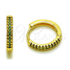 Oro Laminado Huggie Hoop, Gold Filled Style with Green Micro Pave, Polished, Golden Finish, 02.267.0120.1.16