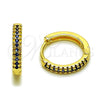 Oro Laminado Huggie Hoop, Gold Filled Style with Sapphire Blue Micro Pave, Polished, Golden Finish, 02.267.0120.2.16