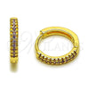 Oro Laminado Huggie Hoop, Gold Filled Style with Amethyst Micro Pave, Polished, Golden Finish, 02.267.0120.3.16