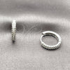 Rhodium Gold Filled Huggie Hoop, with White Micro Pave, Polished, Rhodium Finish, 02.267.0120.5.16
