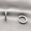 Rhodium Gold Filled Huggie Hoop, with Green Micro Pave, Polished, Rhodium Finish, 02.267.0120.6.16