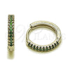 Rhodium Gold Filled Huggie Hoop, with Green Micro Pave, Polished, Rhodium Finish, 02.267.0120.6.16
