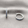 Rhodium Gold Filled Huggie Hoop, with Sapphire Blue Micro Pave, Polished, Rhodium Finish, 02.267.0120.7.16