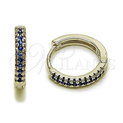 Rhodium Gold Filled Huggie Hoop, with Sapphire Blue Micro Pave, Polished, Rhodium Finish, 02.267.0120.7.16 for wholesale, main product view