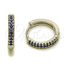 Rhodium Gold Filled Huggie Hoop, with Sapphire Blue Micro Pave, Polished, Rhodium Finish, 02.267.0120.7.16