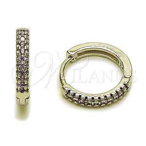 Rhodium Gold Filled Huggie Hoop, with Amethyst Micro Pave, Polished, Rhodium Finish, 02.267.0120.8.16