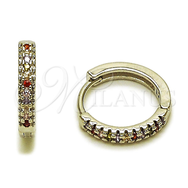 Rhodium Gold Filled Huggie Hoop, with Multicolor Micro Pave, Polished, Rhodium Finish, 02.267.0120.9.16