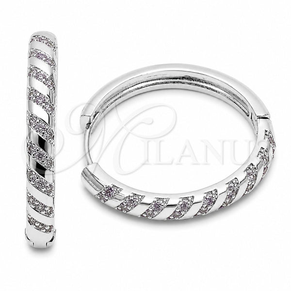 Rhodium Gold Filled Huggie Hoop, with Amethyst Cubic Zirconia, Polished, Rhodium Finish, 02.267.0121.8.30
