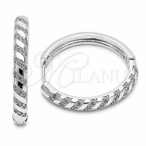 Rhodium Gold Filled Huggie Hoop, with Amethyst Cubic Zirconia, Polished, Rhodium Finish, 02.267.0121.8.30