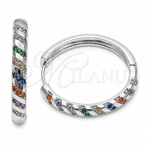 Rhodium Gold Filled Huggie Hoop, with Multicolor Cubic Zirconia, Polished, Rhodium Finish, 02.267.0121.9.30