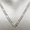 Oro Laminado Basic Necklace, Gold Filled Style Figaro Design, Diamond Cutting Finish, Two Tone, 04.297.0009.24 (Thickness, 24 Inches Length)