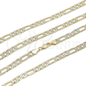 Oro Laminado Basic Necklace, Gold Filled Style Figaro Design, Diamond Cutting Finish, Two Tone, 04.297.0009.24 (Thickness, 24 Inches Length)