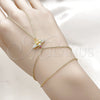 Oro Laminado Fancy Bracelet, Gold Filled Style Bee and Rolo Design, with Golden Cubic Zirconia and White Micro Pave, Polished, Golden Finish, 03.60.0160.13 (01 MM Thickness, 13 Inches Length)