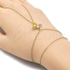 Oro Laminado Fancy Bracelet, Gold Filled Style Bee and Rolo Design, with Golden Cubic Zirconia and White Micro Pave, Polished, Golden Finish, 03.60.0160.13 (01 MM Thickness, 13 Inches Length)