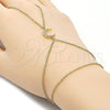 Oro Laminado Fancy Bracelet, Gold Filled Style Moon and Rolo Design, with White Cubic Zirconia, Polished, Golden Finish, 03.213.0442.13 (Thickness, 13 Inches Length)