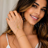 Oro Laminado Fancy Bracelet, Gold Filled Style Star and Rolo Design, with White Micro Pave and White Cubic Zirconia, Polished, Golden Finish, 03.60.0166.13 (01 MM Thickness, 13 Inches Length)