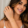 Oro Laminado Fancy Bracelet, Gold Filled Style Four-leaf Clover and Rolo Design, with White Micro Pave, Polished, Golden Finish, 03.60.0167.13 (01 MM Thickness, 13 Inches Length)