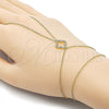 Oro Laminado Fancy Bracelet, Gold Filled Style Four-leaf Clover and Rolo Design, with White Micro Pave, Polished, Golden Finish, 03.60.0167.13 (01 MM Thickness, 13 Inches Length)