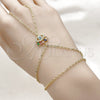 Oro Laminado Fancy Bracelet, Gold Filled Style Evil Eye and Rolo Design, with Multicolor Cubic Zirconia and Turquoise Micro Pave, Polished, Golden Finish, 03.60.0169.13 (02 MM Thickness, 13 Inches Length)