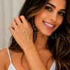 Oro Laminado Fancy Bracelet, Gold Filled Style Star and Cluster Design, with Turquoise Cubic Zirconia and White Micro Pave, Polished, Golden Finish, 03.60.0172.07 (01 MM Thickness, 7 Inches Length)