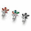 Rhodium Gold Filled Huggie Hoop, Flower Design, with Multicolor and White Cubic Zirconia, Polished, Rhodium Finish, 02.210.0897.2.16