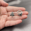 Rhodium Gold Filled Huggie Hoop, with Black Cubic Zirconia, Polished, Rhodium Finish, 02.210.0899.1.18