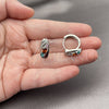 Rhodium Gold Filled Huggie Hoop, Teardrop Design, with Multicolor Cubic Zirconia and White Micro Pave, Polished, Rhodium Finish, 02.210.0901.16