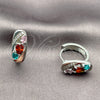 Rhodium Gold Filled Huggie Hoop, Teardrop Design, with Multicolor Cubic Zirconia and White Micro Pave, Polished, Rhodium Finish, 02.210.0901.16