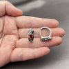 Rhodium Gold Filled Huggie Hoop, Teardrop Design, with Garnet Cubic Zirconia and White Micro Pave, Polished, Rhodium Finish, 02.210.0901.1.16