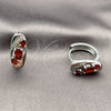 Rhodium Gold Filled Huggie Hoop, Teardrop Design, with Garnet Cubic Zirconia and White Micro Pave, Polished, Rhodium Finish, 02.210.0901.1.16