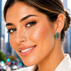 Rhodium Gold Filled Huggie Hoop, Teardrop Design, with Green Cubic Zirconia and White Micro Pave, Polished, Rhodium Finish, 02.210.0901.2.16