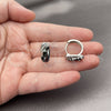 Rhodium Gold Filled Huggie Hoop, Teardrop Design, with Black Cubic Zirconia and White Micro Pave, Polished, Rhodium Finish, 02.210.0901.3.16